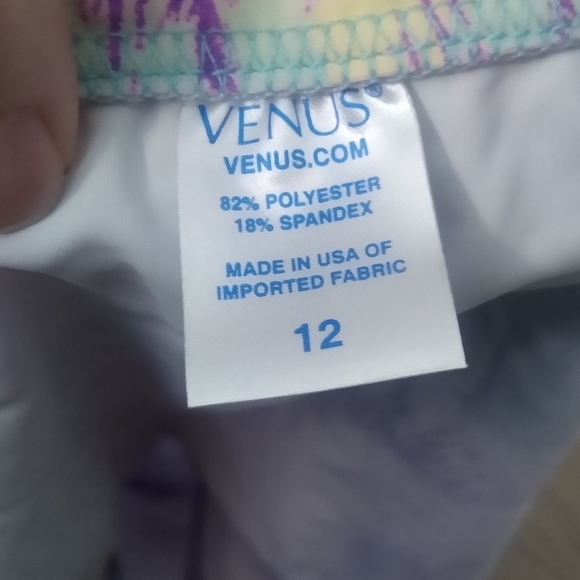 Venus Multicolored Palm Print Bikini Set Top Size 38B/40A Bottom Size 12 - Picture 2 of 4